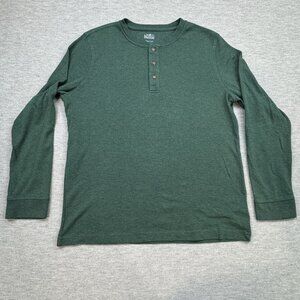 Croft & Barrow Mens Green Long Sleeve Henley Shirt Size S Relaxed Fit Easy Care
